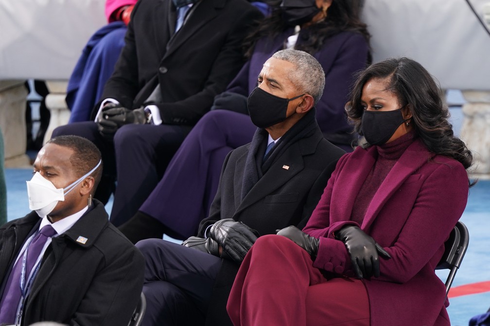 O ex-presidente dos EUA Barack Obama e sua esposa Michelle Obama