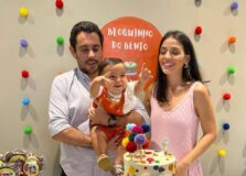 Camila Lucas e Bruno Brandão celebram aniversário de um ano do pequeno Bento