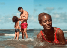 Igor Rickli e Aline Wirley curtem verão em família na Bahia