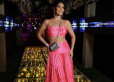 Clara Phileto participou de lançamento do estilista Eduardo Amarante em Trancoso