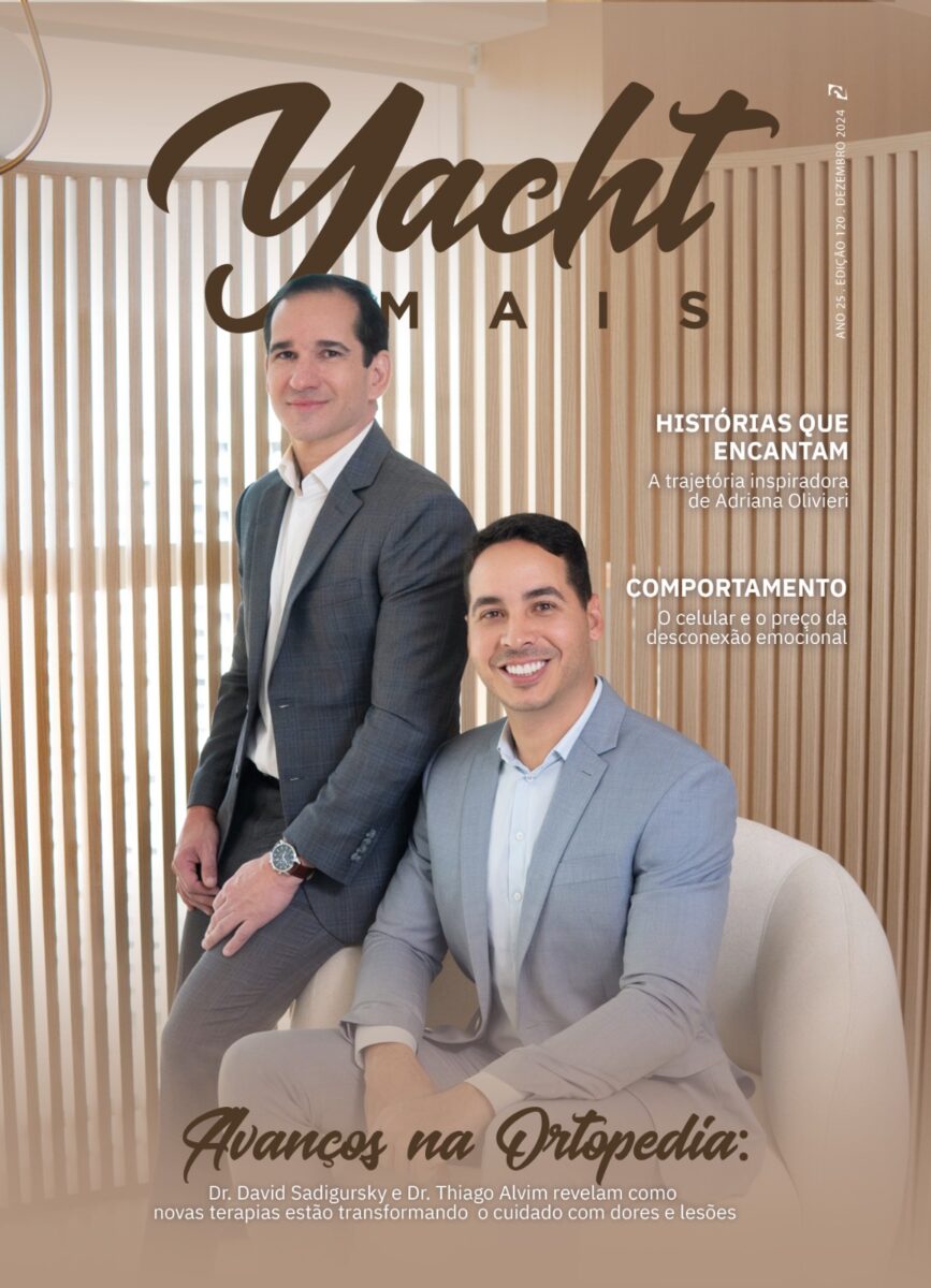 Capa da Revista Yacht Mais com o Dr. David Sadigursky e Dr. Thiago Alvim. Foto: Divulgação.