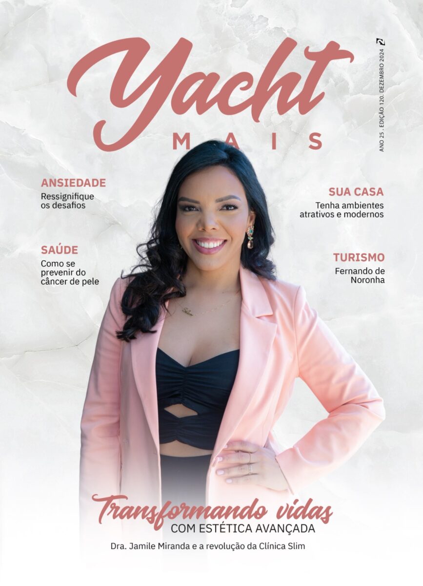 Capa da Revista Yacht Mais com a Dra. Jamile Miranda. Foto: Divulgação.
