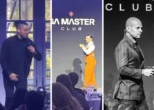 Carolina Cruz palestra ao lado de Joel Jota e Gabriel Almeida em evento para médicos