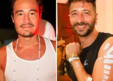 Tiago Iorc e vocalista do Magic! se encontram no Ensaio da Timbalada, em Salvador