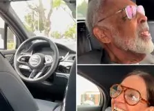 Gilberto e Flora Gil fazem viagem com taxi autônomo, sem condutor, nos Estados Unidos