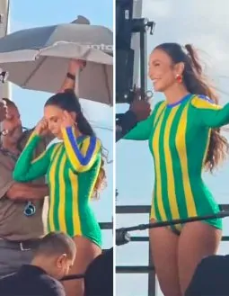 Ivete Sangalo grava comercial com trio elétrico próximo ao Farol da Barra