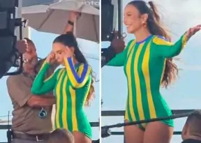 Ivete Sangalo grava comercial com trio elétrico próximo ao Farol da Barra