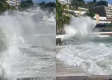 Vídeo registra força do mar na região do Yacht Clube da Bahia durante mudança no tempo em Salvador; assista